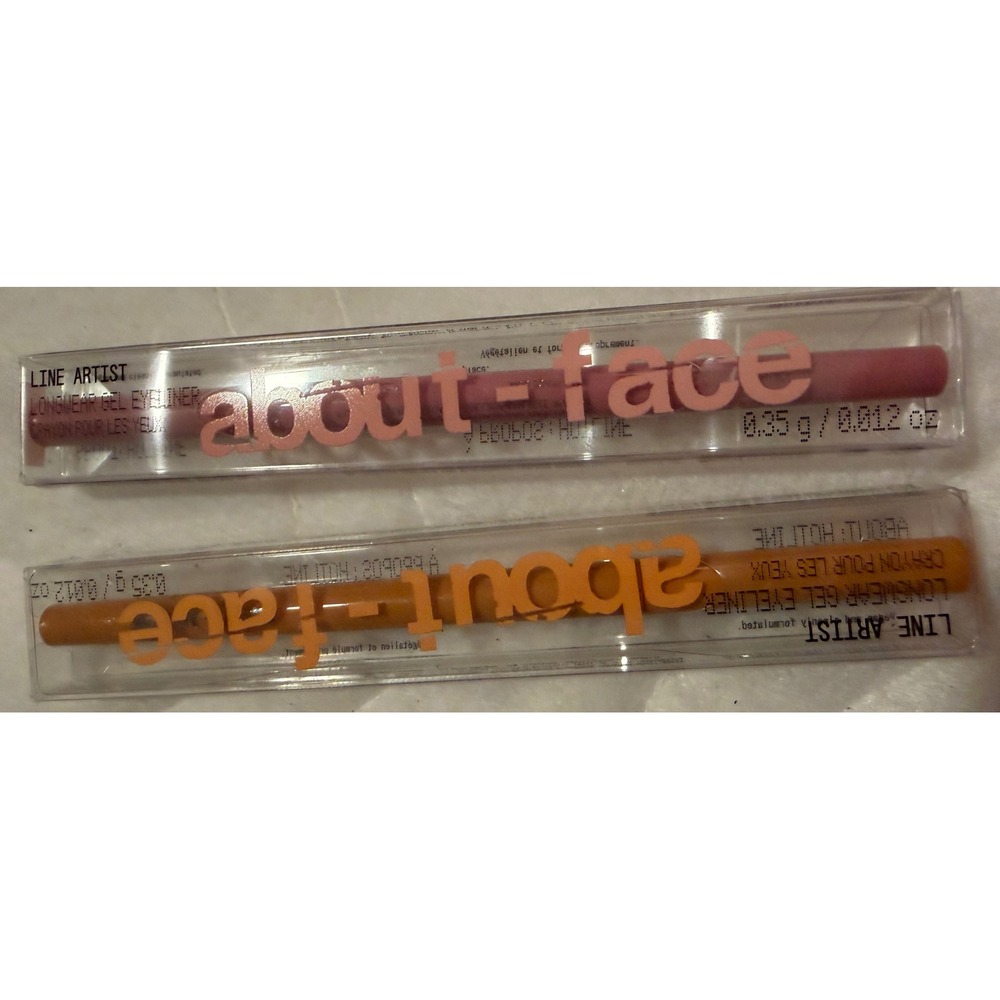 About-Face Line Artist Longwear Gel Eyeliner Set Pink Orange Waterproof 2 Pack